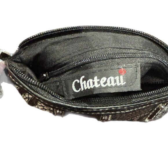 Chateau Black & Silver Wristlet Coin Purse Patchwork Design - Picture 3 of 6